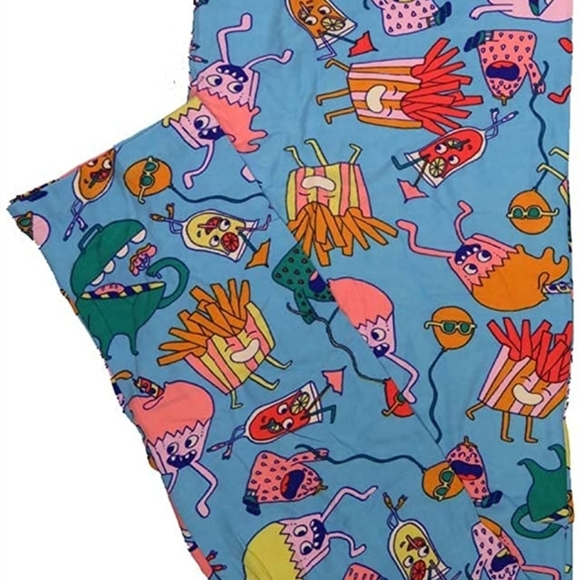 LuLaRoe TC2 Leggings BBQ Birthday Party Monster Carnival Fun Fries Hamburger - Picture 6 of 6